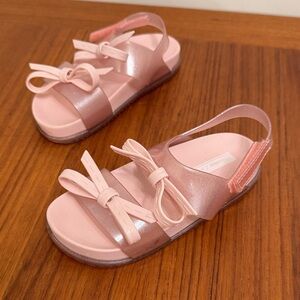 Mini Melissa Jason Wu Pink Sparkle Bow Kids Scented Jelly Sandals Girls 12